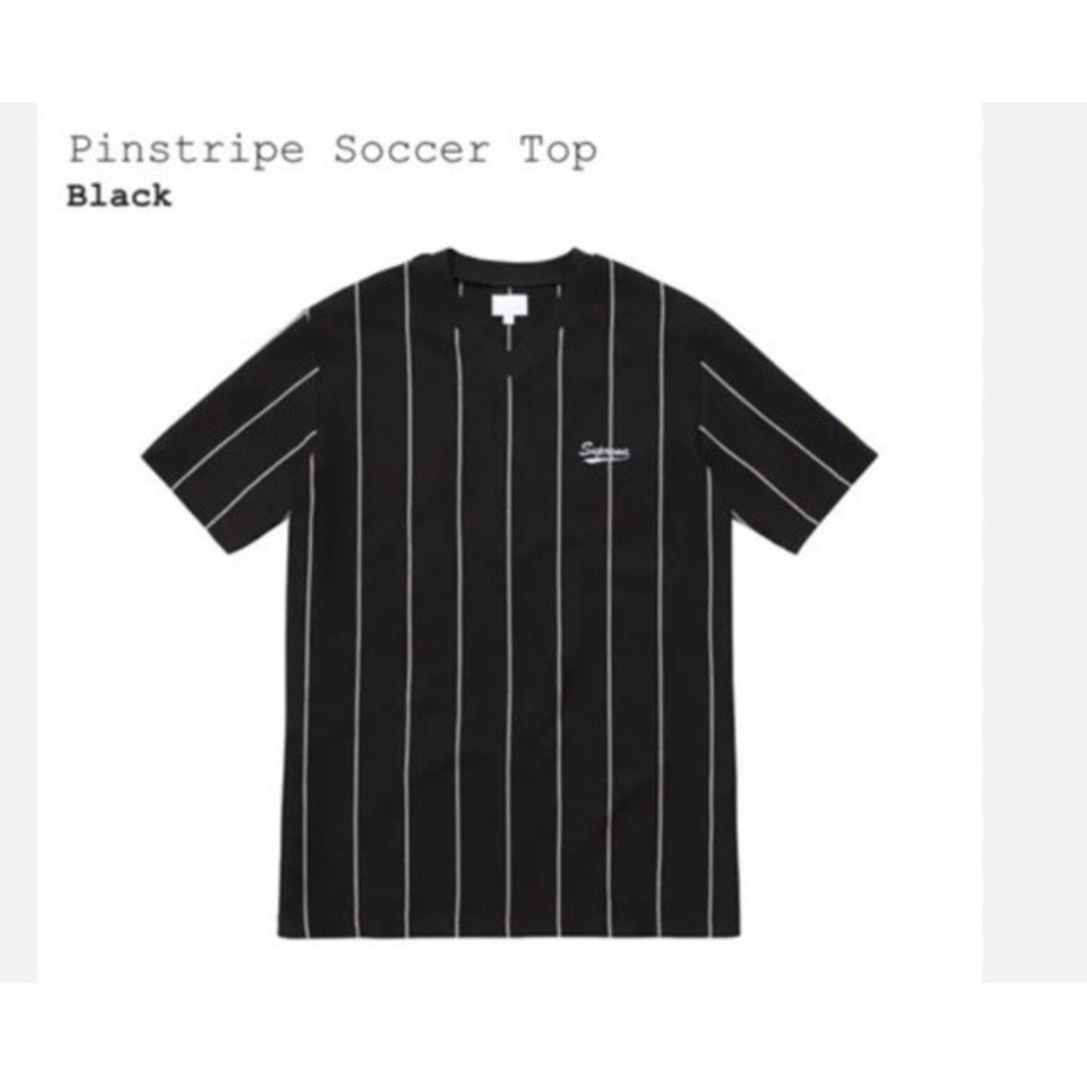 Supreme Jersey V Neck Tee Black Men Size Medium Soccer Shirt Size Medium Stripes